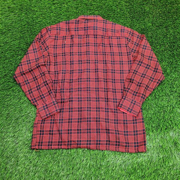 Vintage 80s Plaid Button Shirt Medium 21x29 Red - Picture 2 of 13